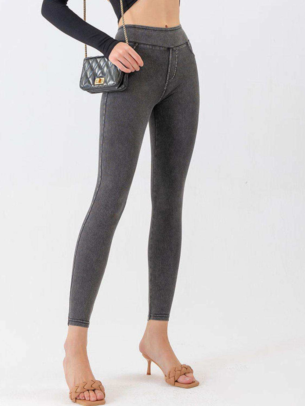 High Waist Cropped Active Leggings - Trendsi - Flyclothing LLC