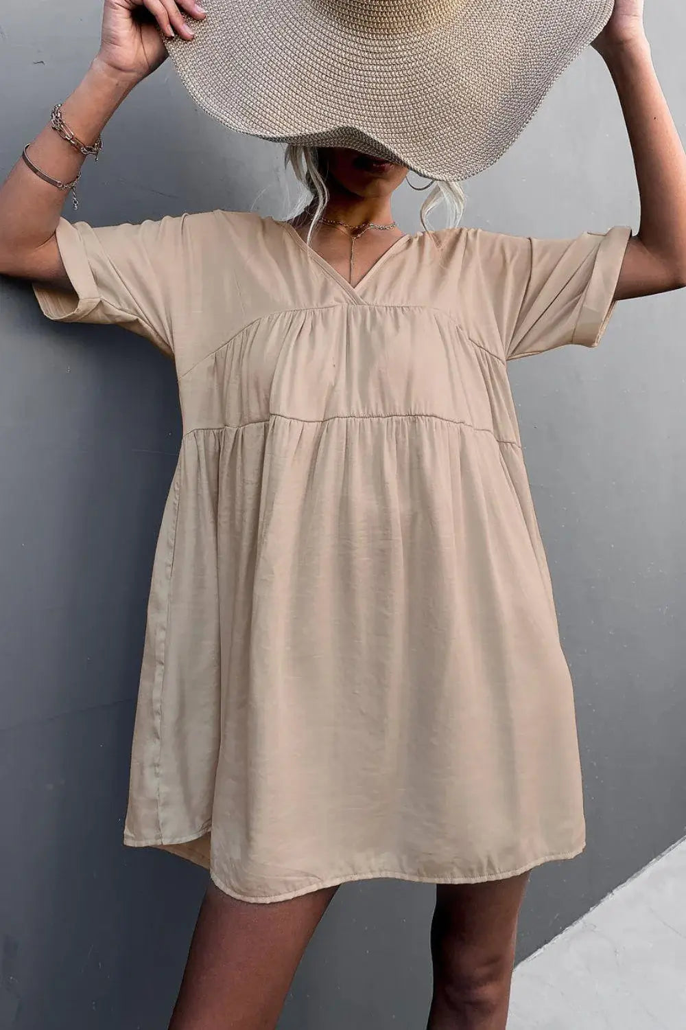 Tie Back Pocket Mini Dress - Trendsi - Flyclothing LLC