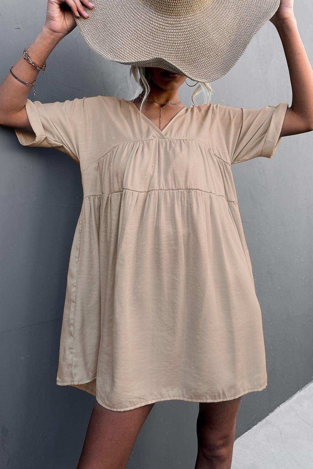 Tie Back Pocket Mini Dress - Trendsi - Flyclothing LLC
