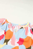 Printed Notched Neck Half Sleeve Blouse - Trendsi - Flyclothing LLC