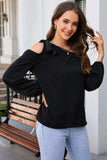 Tied Asymmetrical Neck Cold-Shoulder Blouse - Trendsi - Flyclothing LLC
