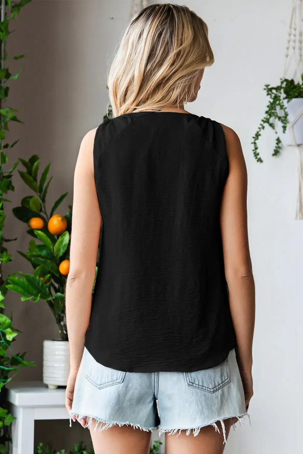 Knot Detail V-Neck Tank - Trendsi - Flyclothing LLC