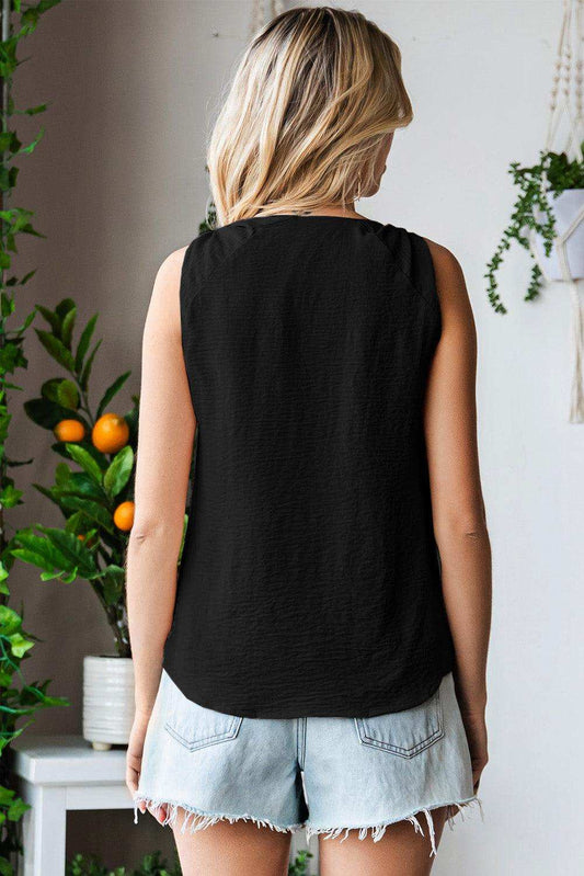Knot Detail V-Neck Tank - Trendsi - Flyclothing LLC