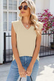 V-Neck Cap Sleeve Tank - Trendsi - Flyclothing LLC