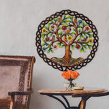 Rooted Tree of Life in Circle Haitian Metal Drum Wall Art - Haitian Artisans - Flyclothing LLC
