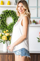 Curved Hem V-Neck Tank Top - Trendsi - Flyclothing LLC