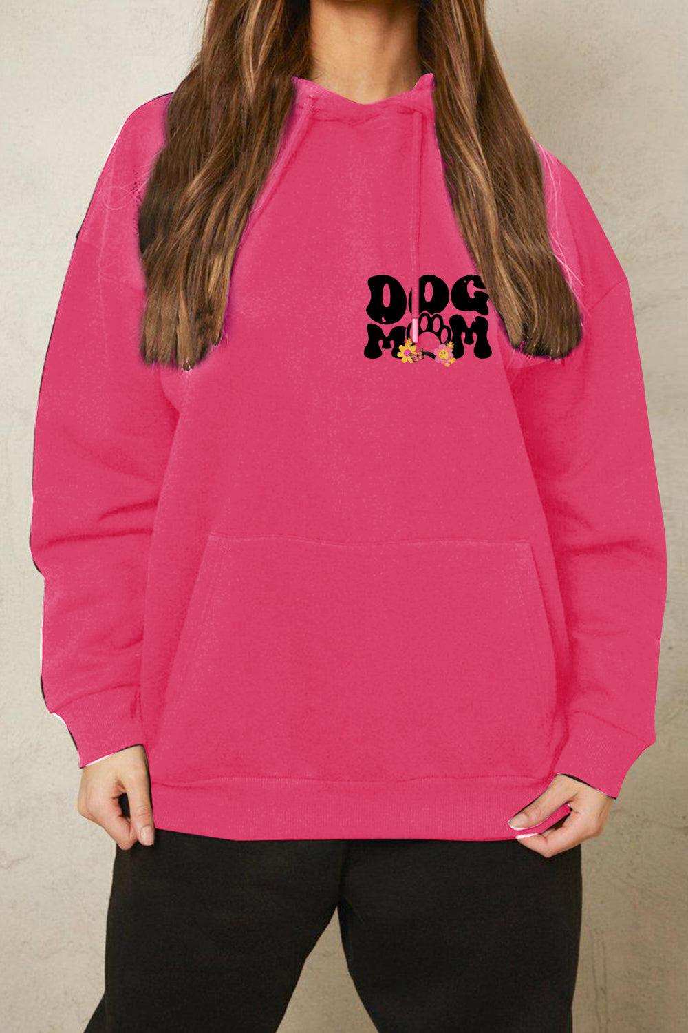 Simply Love Full Size DOG MOM Graphic Hoodie - Trendsi
