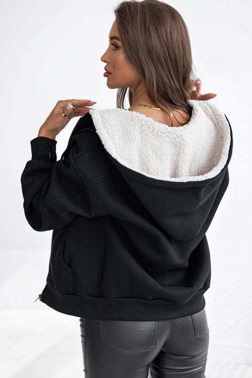 Zip Up Long Sleeve Hooded Jacket - Trendsi - Flyclothing LLC