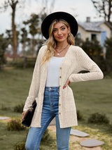 Ribbed Button-UP Caradigan with Pockets - Trendsi - Flyclothing LLC