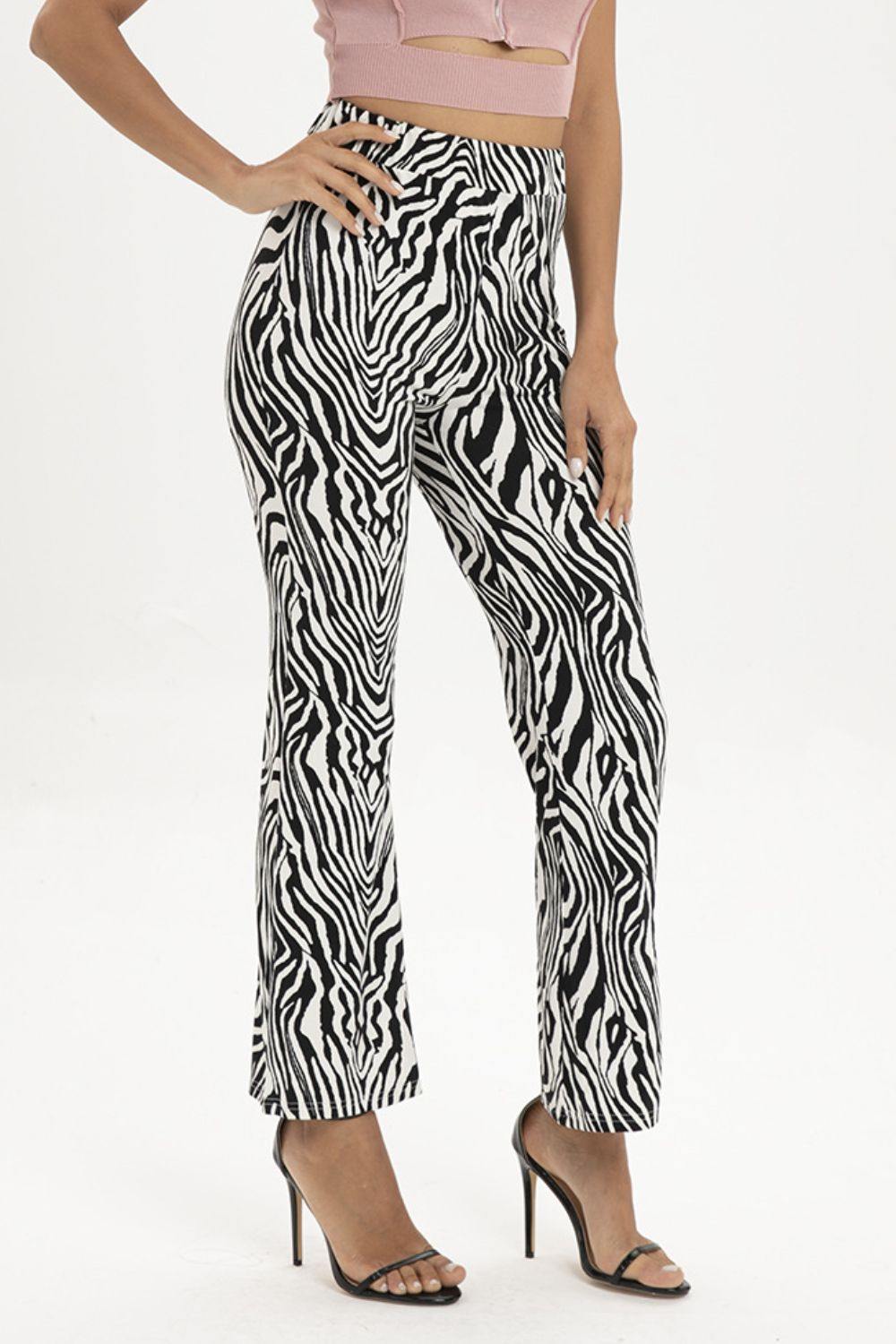 Zebra Print Straight Leg Pants - Flyclothing LLC