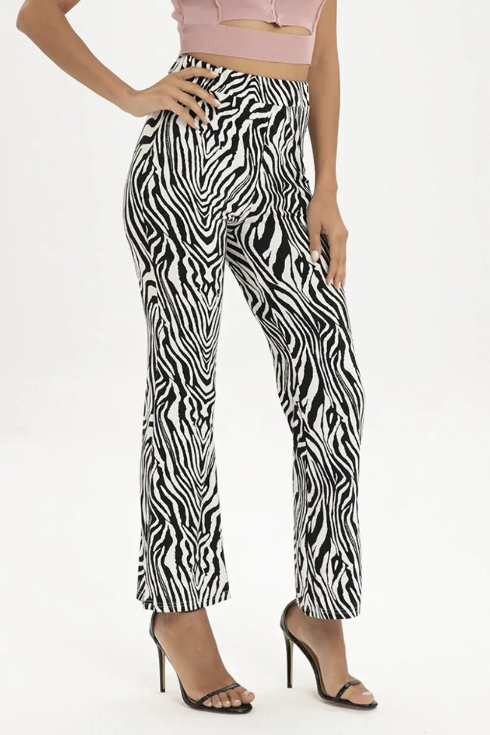 Zebra Print Straight Leg Pants - Trendsi - Flyclothing LLC