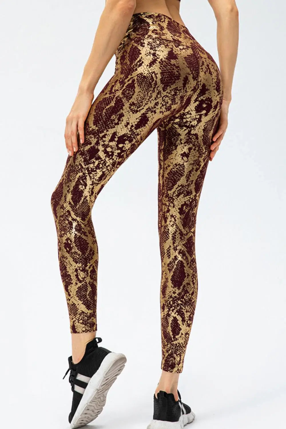 Animal Print Slim Fit Wide Waistband Long Sports Pants - Trendsi - Flyclothing LLC