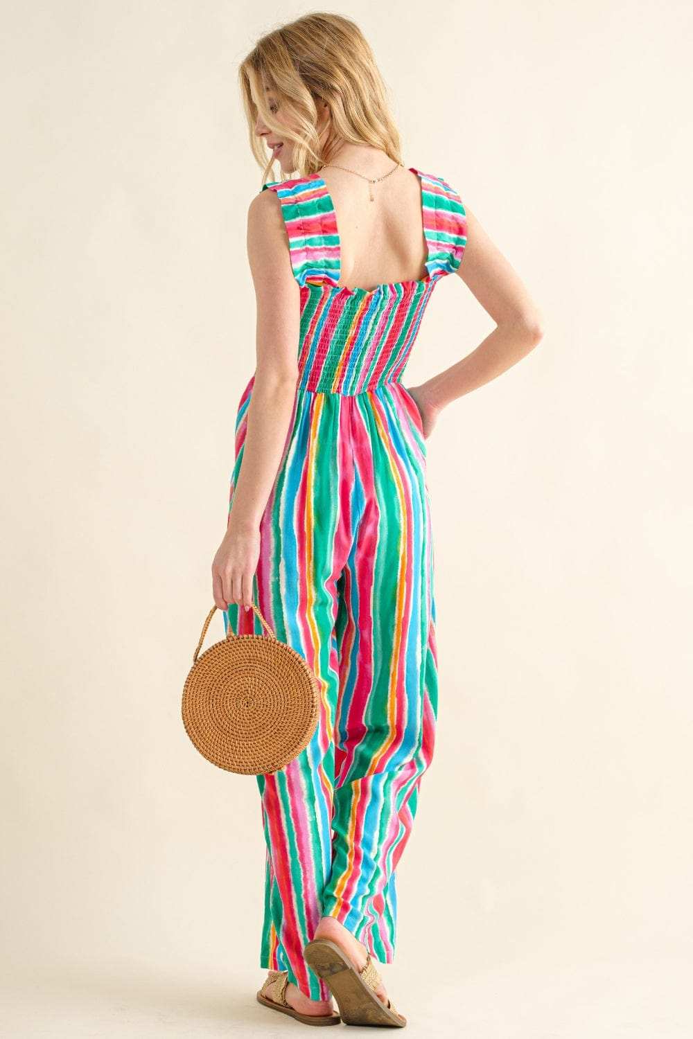 And The Why Full Size Striped Smocked Sleeveless Jumpsuit - Trendsi - Flyclothing LLC