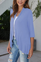 Open Front Ruffle Trim Cardigan - Trendsi