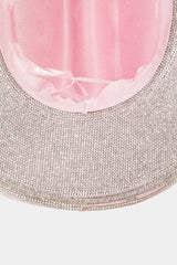 Fame Pave Rhinestone Trim Faux Suede Hat - Trendsi