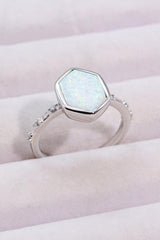 Opal Hexagon 925 Sterling Silver Ring - Flyclothing LLC