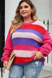 Plus Size Color Block Pom-Pom Trim Sweater - Trendsi - Flyclothing LLC
