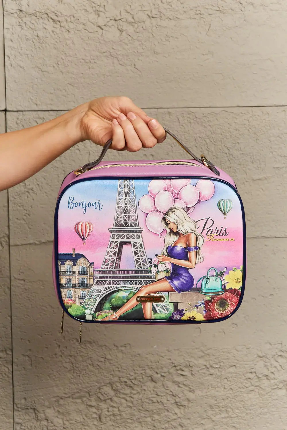 Nicole Lee USA Printed Handbag with Three Pouches - Trendsi - Flyclothing LLC