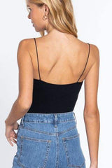 ACTIVE BASIC Ribbed Round Neck Seamless Cami Bodysuit - Trendsi - Flyclothing LLC