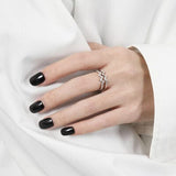 Wave Shape Inlaid Zircon Open Ring - Flyclothing LLC