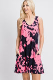Heimish Full Size Floral V-Neck Tank Dress with Pockets - Trendsi