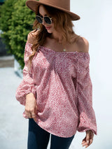 Printed Tie-Neck Balloon Sleeve Blouse - Trendsi - Flyclothing LLC