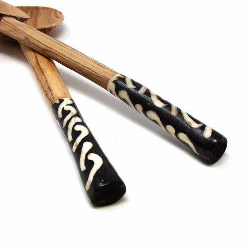 Olive Serving Set with Batik Bone Handles 10 inch - Jedando - Flyclothing LLC