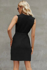 Tied Round Neck Sleeveless Sweater Dress - Trendsi - Flyclothing LLC