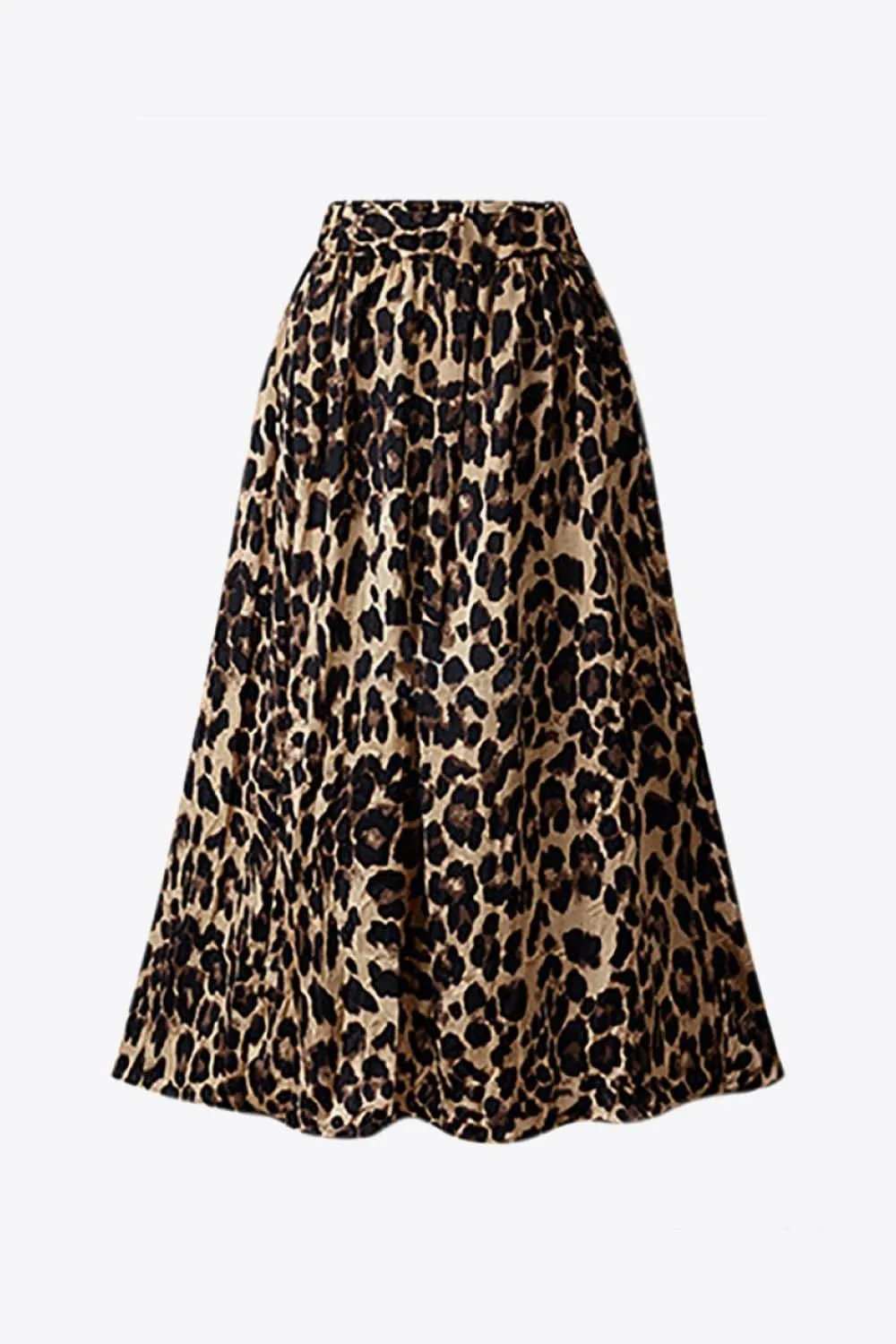 Plus Size Leopard Print Midi Skirt - Trendsi - Flyclothing LLC