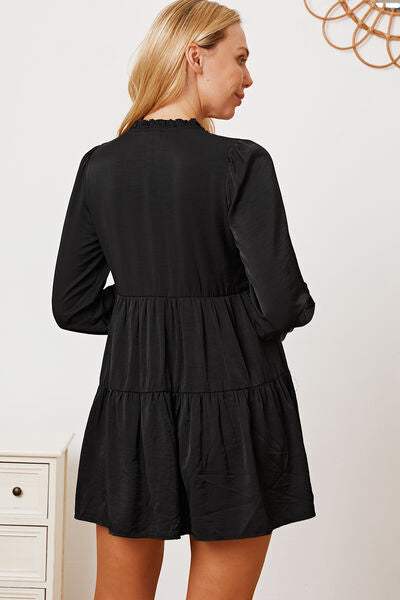 Ruffled Button Up Long Sleeve Tiered Shirt - Trendsi - Flyclothing LLC