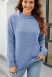 Waffle-Knit Round Neck Reglan Sleeve Sweater - Trendsi - Flyclothing LLC