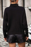 Turtle Neck Tassel Front Long Sleeve Pullover Sweater - Trendsi - Flyclothing LLC