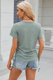 Eyelet Round Neck Short Sleeve T-Shirt - Trendsi