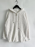 Zip Up Drawstring Long Sleeve Hooded Sweater - Flyclothing LLC