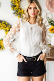 Textured Applique Long Sleeve Blouse - Trendsi - Flyclothing LLC