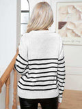 Striped Round Neck Cable-Knit Sweater - Trendsi - Flyclothing LLC