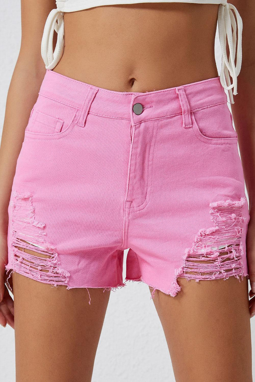 Distressed Denim Shorts - Trendsi