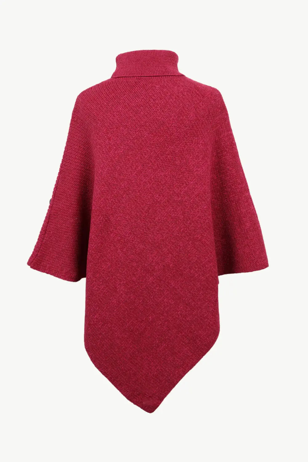 Turtleneck Buttoned Poncho - Trendsi - Flyclothing LLC