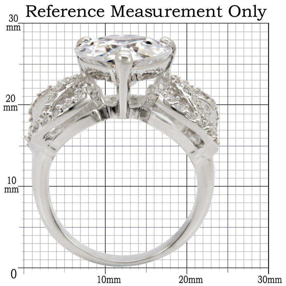 Alamode Rhodium Brass Ring with AAA Grade CZ in Clear - Alamode - Flyclothing LLC
