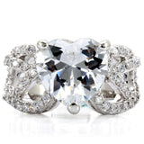 Alamode Rhodium Brass Ring with AAA Grade CZ in Clear - Alamode