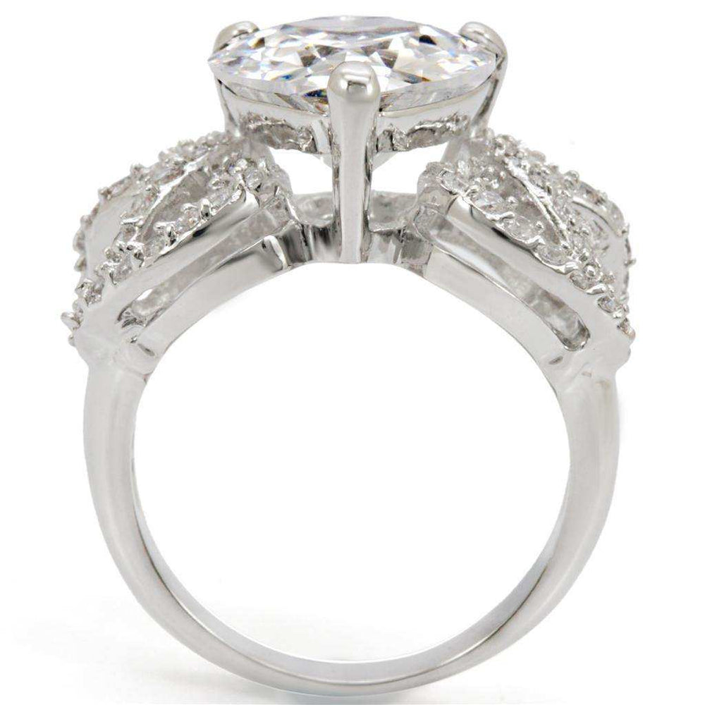 Alamode Rhodium Brass Ring with AAA Grade CZ in Clear - Alamode - Flyclothing LLC