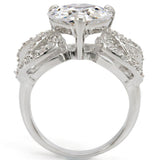Alamode Rhodium Brass Ring with AAA Grade CZ in Clear - Alamode