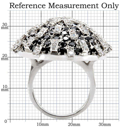 Alamode Rhodium Brass Ring with AAA Grade CZ in Black Diamond - Alamode - Flyclothing LLC