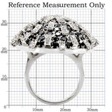 Alamode Rhodium Brass Ring with AAA Grade CZ in Black Diamond - Alamode