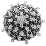 Alamode Rhodium Brass Ring with AAA Grade CZ in Black Diamond - Alamode - Flyclothing LLC