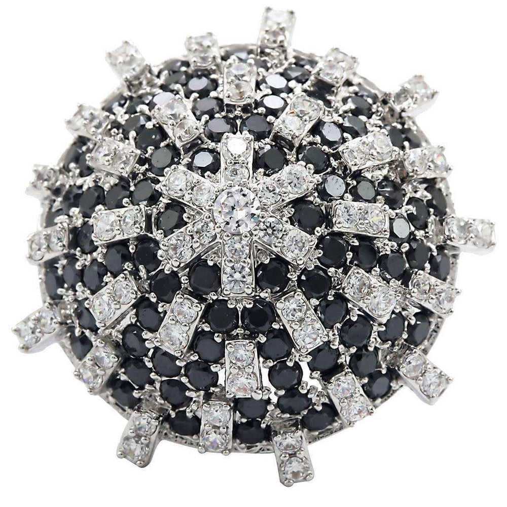 Alamode Rhodium Brass Ring with AAA Grade CZ in Black Diamond - Alamode - Flyclothing LLC