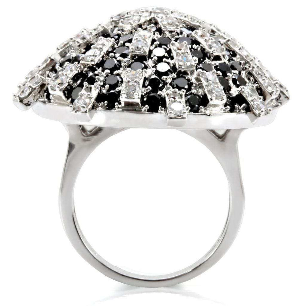 Alamode Rhodium Brass Ring with AAA Grade CZ in Black Diamond - Alamode - Flyclothing LLC