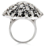 Alamode Rhodium Brass Ring with AAA Grade CZ in Black Diamond - Alamode