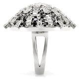 Alamode Rhodium Brass Ring with AAA Grade CZ in Black Diamond - Alamode - Flyclothing LLC