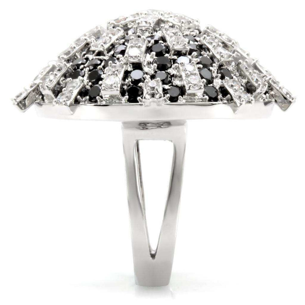 Alamode Rhodium Brass Ring with AAA Grade CZ in Black Diamond - Alamode - Flyclothing LLC